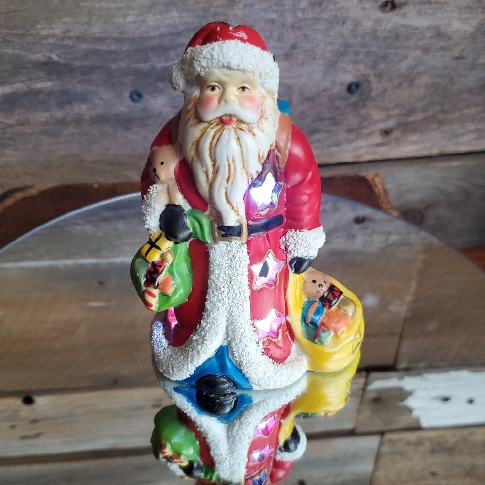 Handpanted Ceramic Santa Candle Holder - Tealight - Holding Presents